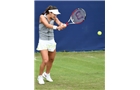 BIRMINGHAM, ENGLAND - JUNE 09:  Lauren Davis of United States returns a shot from Tamira Paszek of Austria on day one of the AEGON Classic Tennis Tournament at Edgbaston Priory Club on June 9, 2014 in Birmingham, England.  (Photo by Tom Dulat/Getty Images)